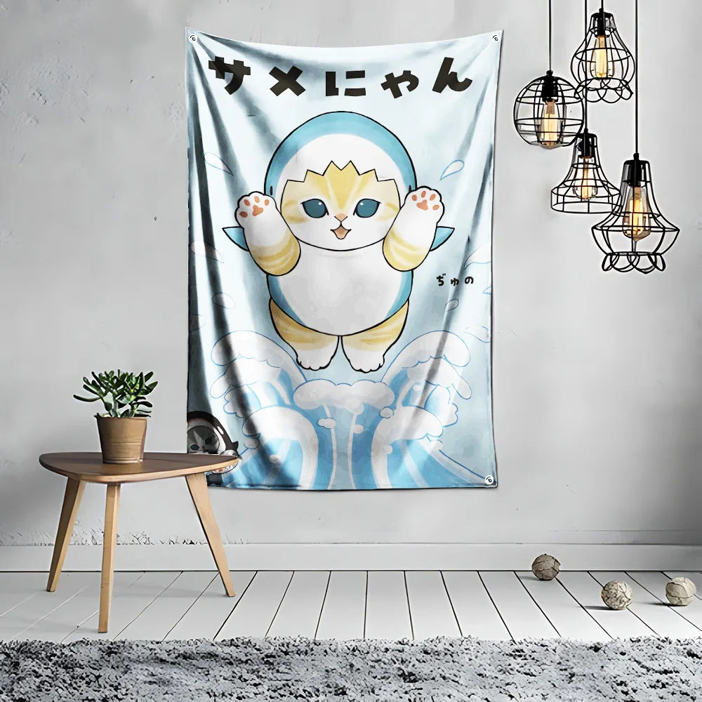 60 x 90cm Cute cat m-mofusands Flag Polyester Digital Printing Banner for Garage Wall Art Out Door Decoration