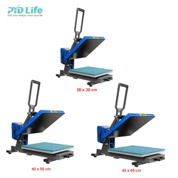 PYD Life Vendita calda Cassetto automatico Blu 38x38 40x50 40x60 cm Macchina per trasferimento pressa di calore a sublimazione di grande formato