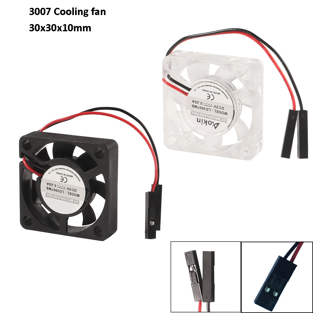 1Pcs 3007 3D Printer Mini Cooling Fan 30x30x7mm DC 5V Brushless Black / Transparent Fan for 3D Printer Raspberry Pi Model 3 B+