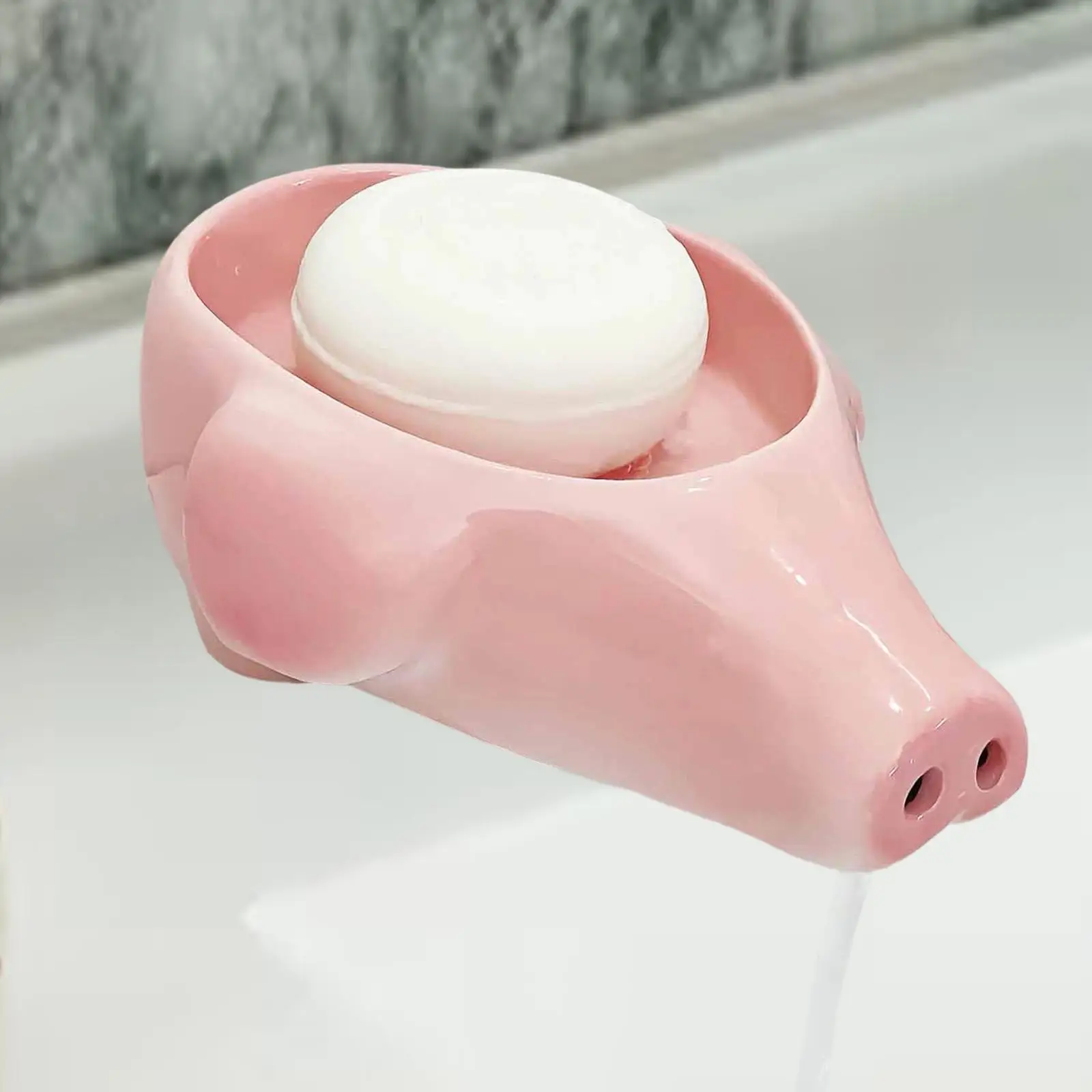 

Мыльница в форме животного, поднос для мыла, современный футляр в форме свиньи, милый, креативный держатель с самостоятельным сливом для ванной комнаты