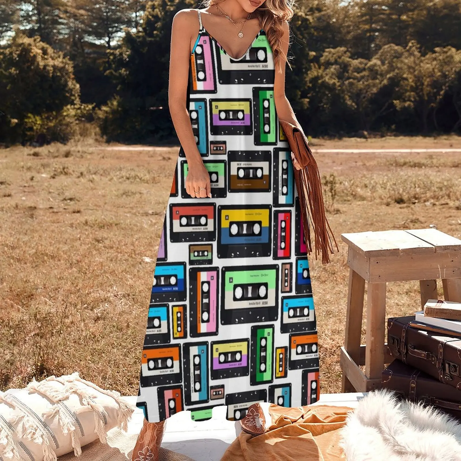 Cassette Vinyl Record Sleeveless Long Dress dress for women summer Women's summer skirt Dress