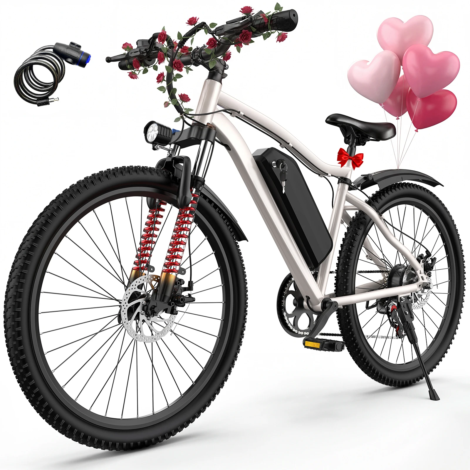 

Горный электровелосипед с двигателем 700 Вт, максимальная скорость 20 миль/ч, аккумулятор 36В 10.4Ач, запас хода 20-30 миль, для бездорожья и городских поездок