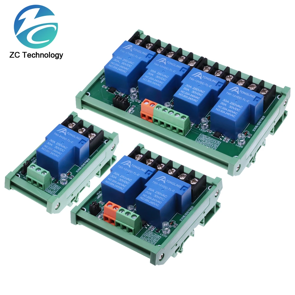 1/2/4 Channel Relay Module High Current With Optocoupler Isolation High And Low Level Trigger 5V 12V 24V DC30V/30A AC250V/10A