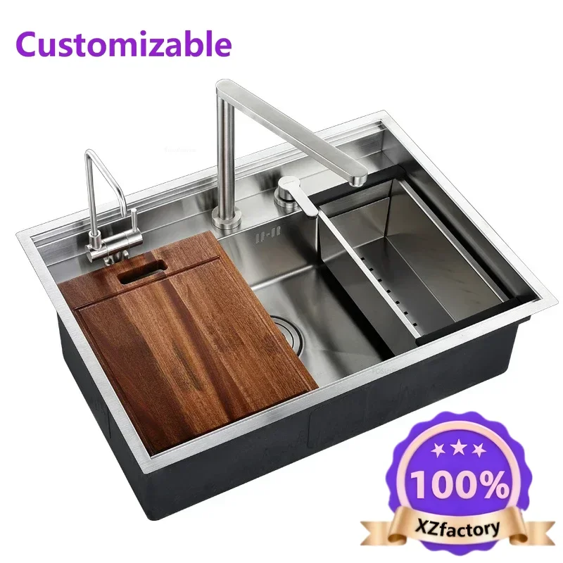 

Factory Direct 2026 Top RatedHidden Stainless Steel Kitchen Sinks Modern Kitchen Accessories with Cover Kitchen Sink Dish Draine