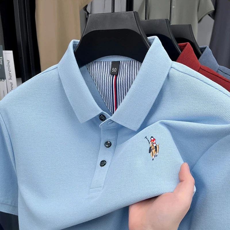 High-end Brand Comfortable and Breathable Short-sleeve Polo Shirt with Luxury Small Pony Embroidery, Men's Summer Comfortable An — купить у AliExpress WW
