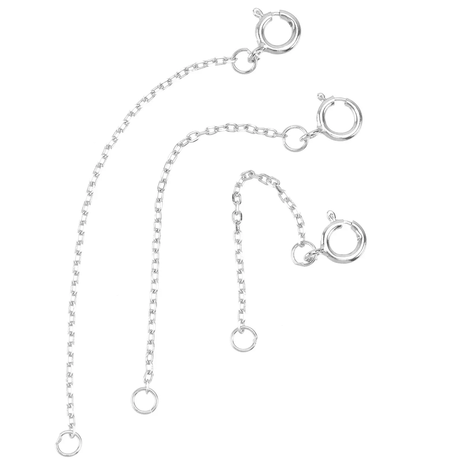 

925 Sterling Silver Necklace Chain 3PCS White Extended Charm Bracelet Pendant Jewelry Accessory Pure Silver Link Popular