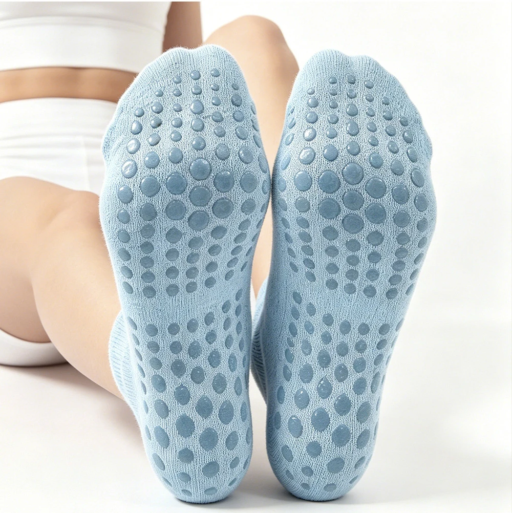 Unisex knöchellange, rutschfeste Yoga-Socken mit Silikongriffen, atmungsaktive Mesh-Pilates-Socken für Damen und Herren, 2 Größen für alle Workouts – Detail 1