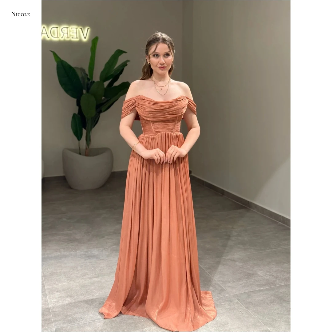 

Nicole Candle Elegant Evening Party Dresses for Women Custom Made Robe De Cocktail Femme Line A Chiffon Ball Gowns Gala Dress