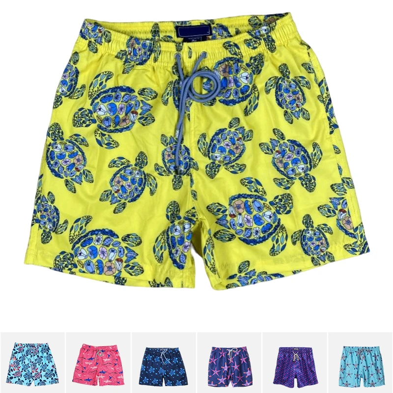 Pantalones de playa a la moda con estampado de tortuga y estrella de mar, pantalones de natación de secado rápido, vacaciones y Ocio en la playa, 2024