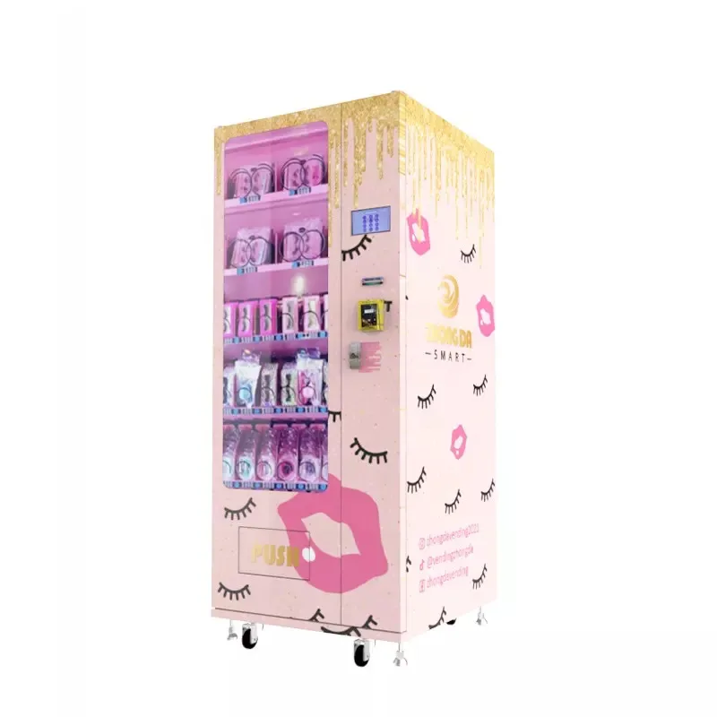 Custom Mini Slim Vending Machines Pink Beauty Small Clothes Lashes Hair Eyelash Cosmetics Vending Machine  Shopping Mall