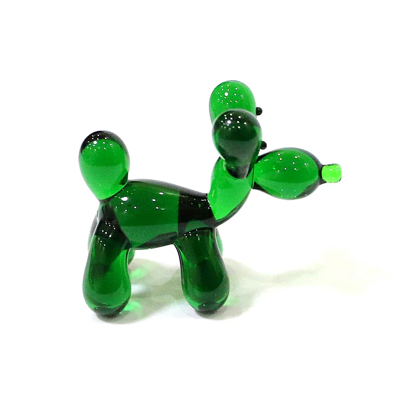 Cute Simulation Balloon Dog Mini Figurine Glass Craft Ornaments Tiny Animal Statue for Home Desktop Decor Creative New Year Gift