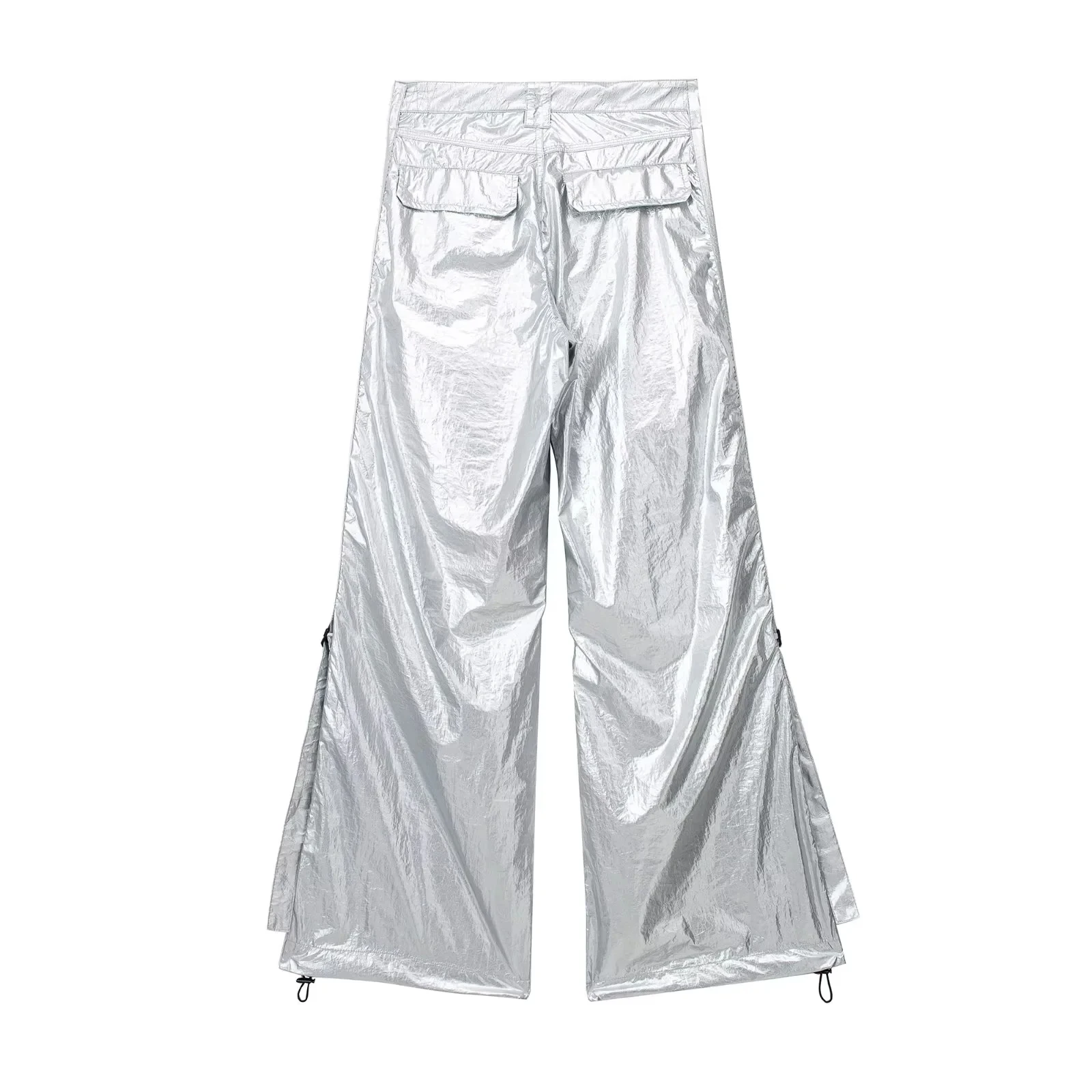 Silver Y2k Women\'s Pants Cargo 2023 Baggy Trousers Loose Oversize Vintage Streetwear Trendy Casual Stylish Chic Classic Mid Wasi