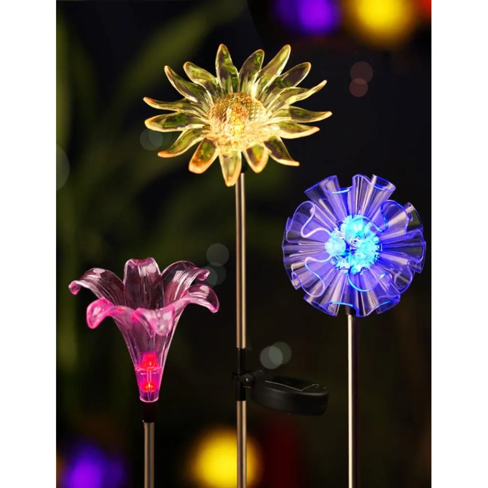 

Lnowflake Outdoor Solar Garden Lights LED waterproof Solar Lily Decorative Light Garden Lawn Patio Wedding Christmas decorations