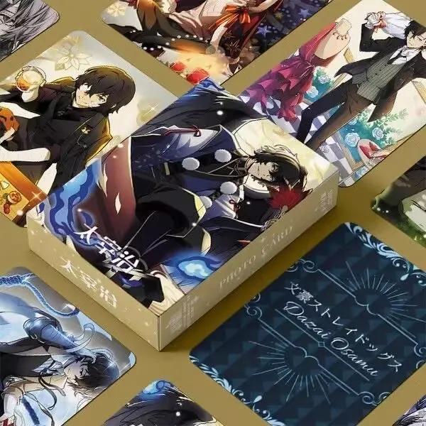 55枚の「文豪ストレイドッグス」レーザーミニカード、アニメグッズと同じスタイル、ポラロイド風セルフプリント2DフラッシュカードLOMOカード