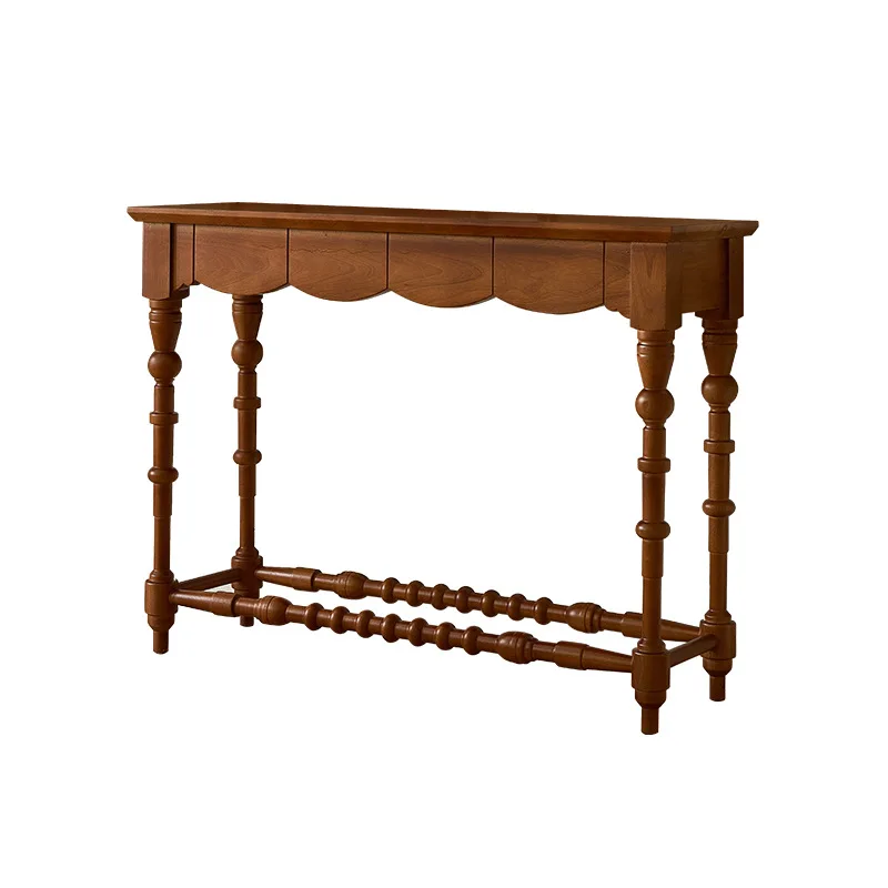 

American retro solid wood porch table ultra-narrow wall shelf bookshelf