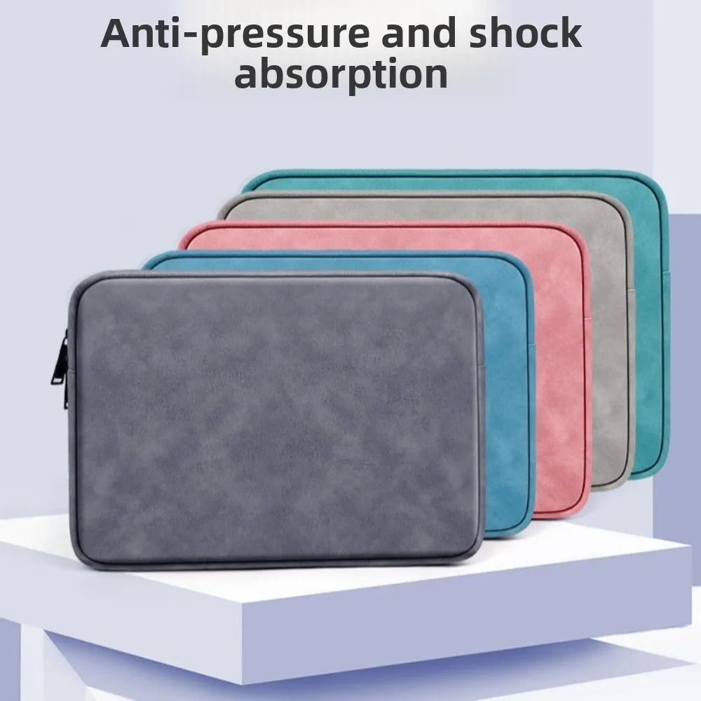 

Портативная однотонная сумка для ноутбука, мягкий чехол для ноутбука из искусственной кожи, противоударный чехол для ноутбука на молнии, защита компьютера