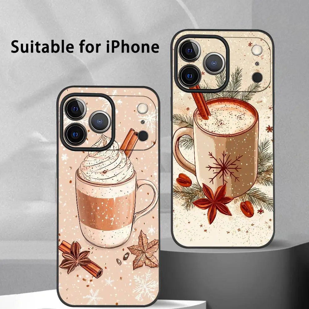 Hot Coffee phone case for iPhone 17 16 15 14 13 Pro Max Plus Mini Frosted Soft Case Funda Shockproof Cases