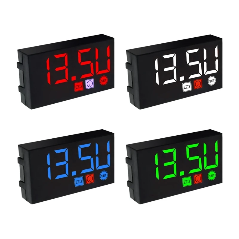 

28GB Motorcycles Voltmeter Electronic Clock Waterproof Thermometer LED Digital Display Electronic Meter