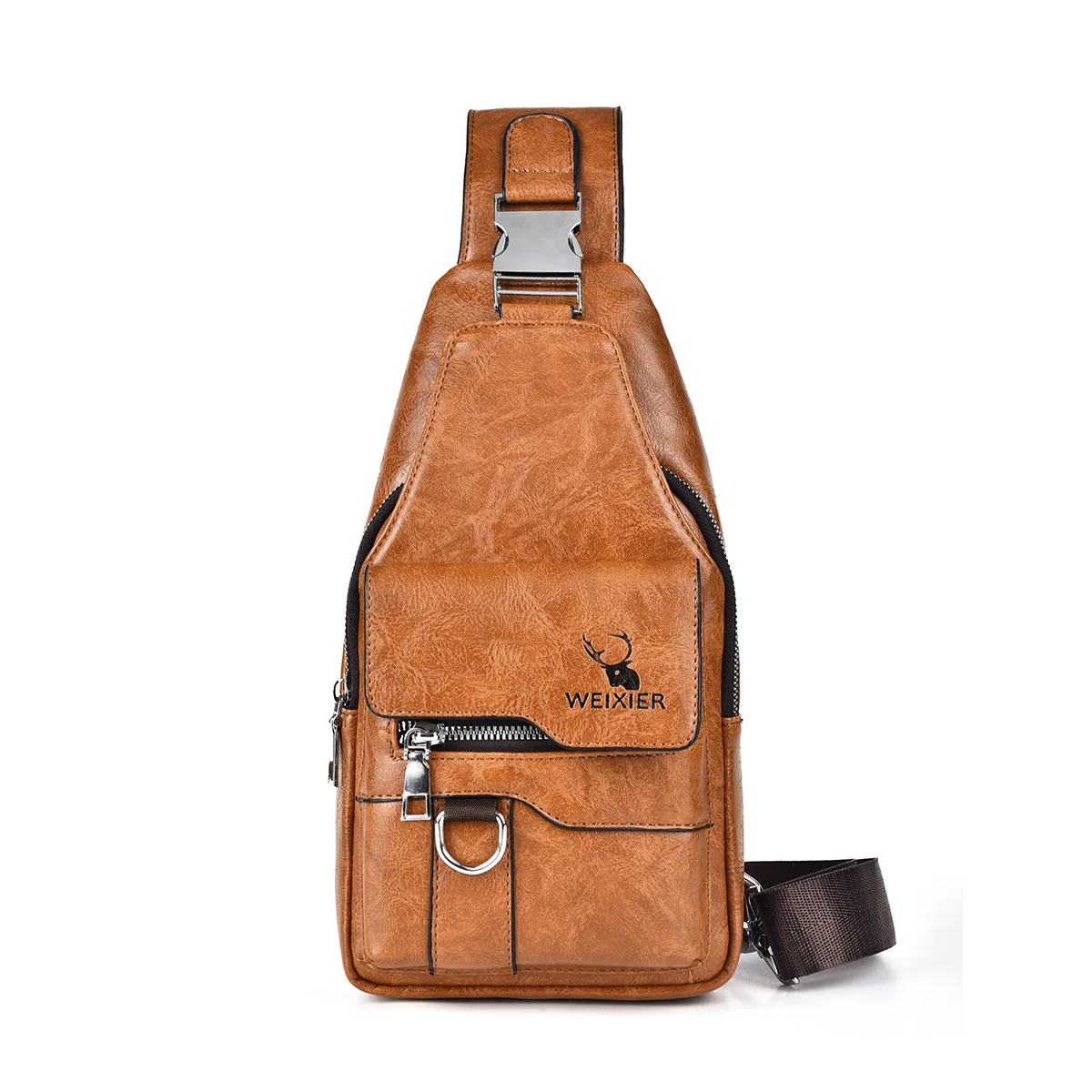 2024 New PU Leather Vintage Chest Bags Men\'s Sling Bag Waterproof Large Capacity bolso de hombre сумка мужская 가방 chest bags men