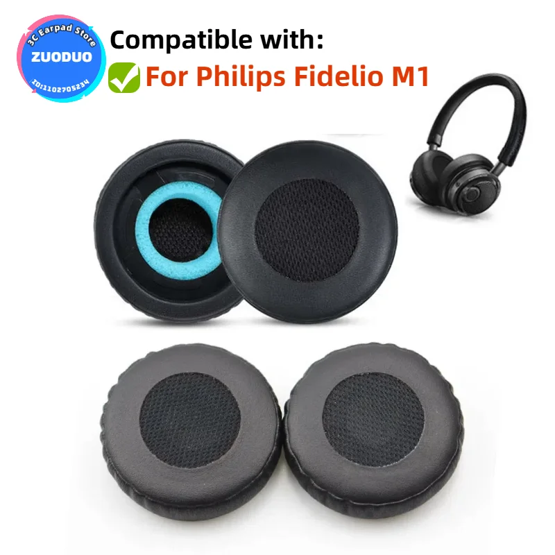 

1Pair Replacement Earpads Cushion for Philips Fidelio M1 Headset Headphones Leather Earmuff Ear Cover Earcups