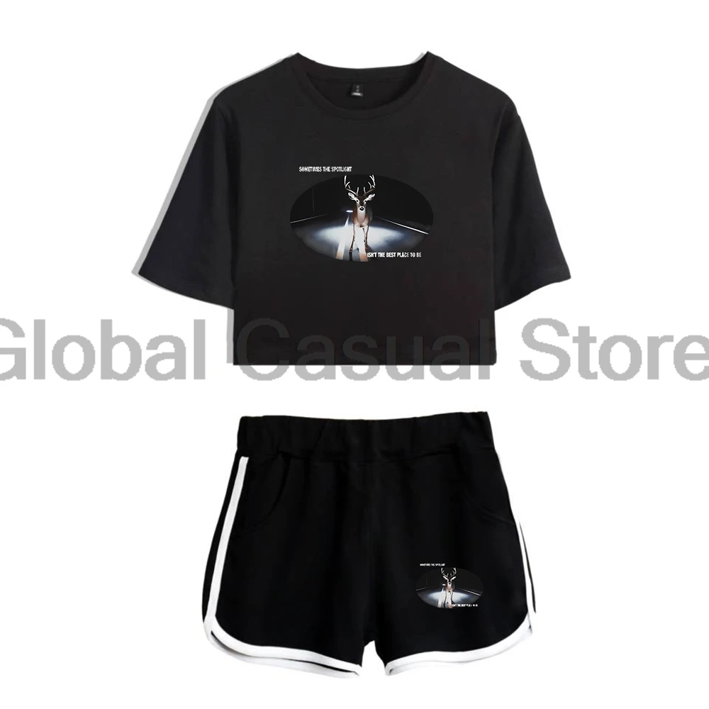 Sturniolo Triplets Spotlight 2024 New Logo Fresh Love Merch Two Piece Set Short Sleeve Navel Tee Crop Top+Shorts Women's Set