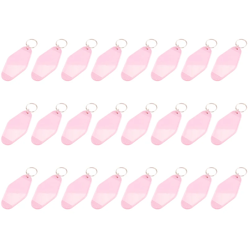 AB15-24 Pcs DIY Blank Hotel Keychains Heat Transfer Blank Keychains Bulk Sublimation (Pink)