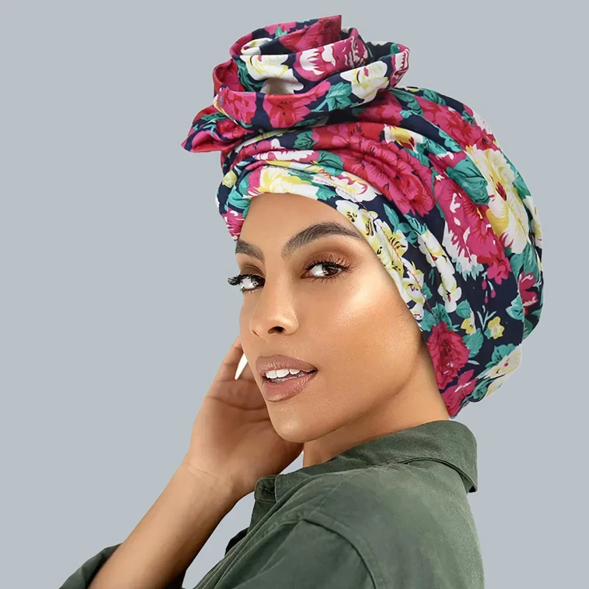 New African Women Print Turban Flower Beanies Bonnet Muslim Hijab Headscarf Hair Loss Head Wrap Bandanas Headband Turbante Mujer
