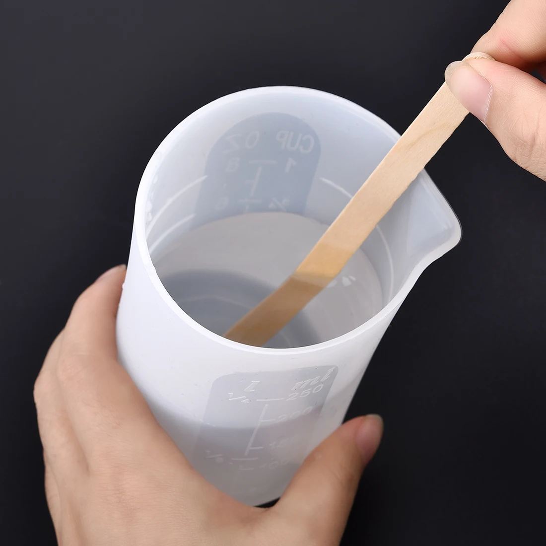 Taza medidora de silicona transparente con escala, tazas separadoras de pasteles de grado alimenticio, vela DIY, herramientas mezcladas de resina