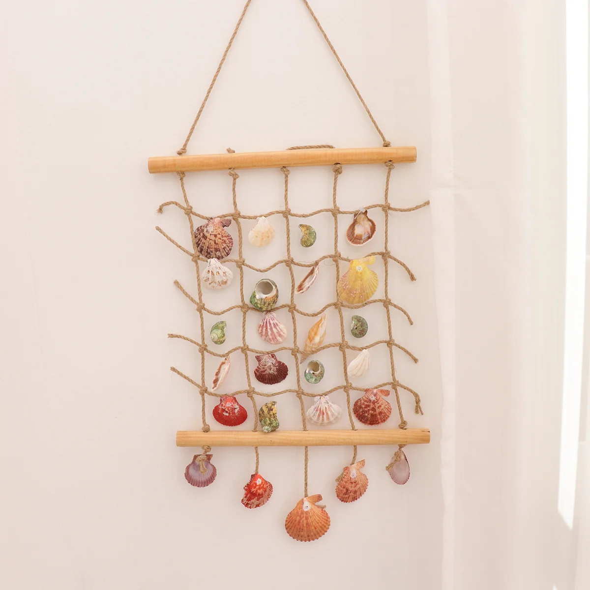 

Shell Curtain Handmade Mediterranean Wall Hanging Decor For Room Bedroom Home Office Sea Theme Party Backdrop Craft