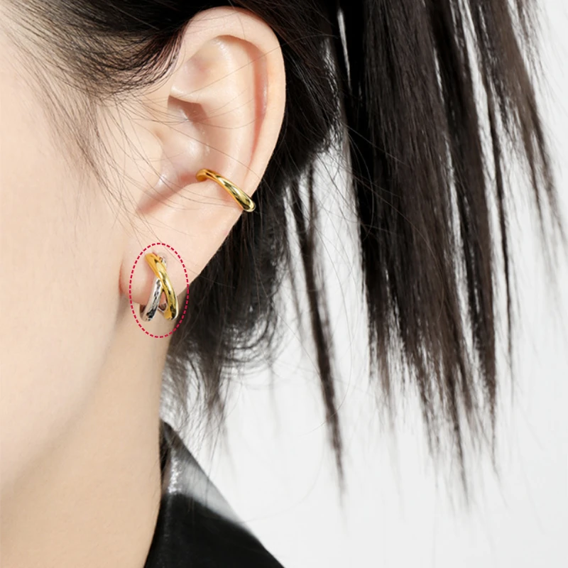 Simplicity Original Earrings Color Separation Electroplating Fashion Jewelry Party S925 Sterling Silver Hoop Earring for Women