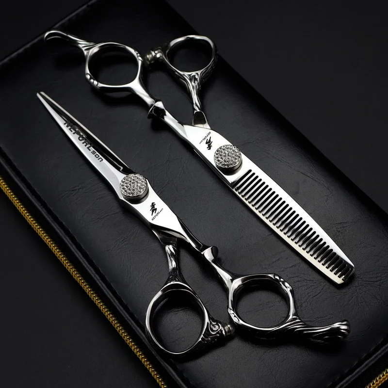 

Nepurlson JP440C Steel 6 Inch Barber Hair Cutting Thinning Scissors Set Professional Solon Hairdressing Scissors Shears Set