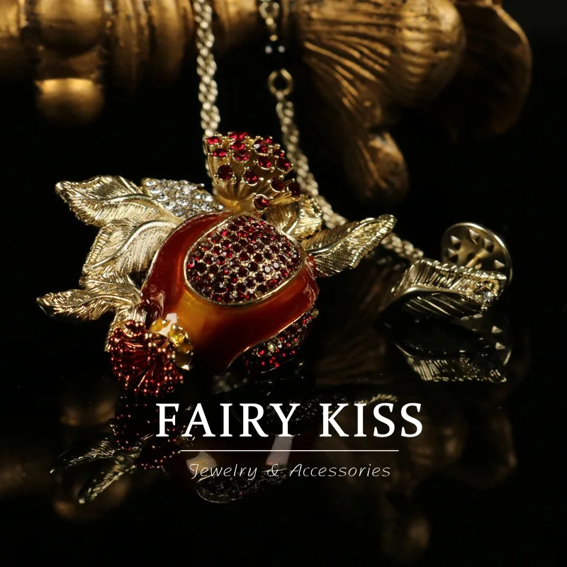 

vintage antique enamel brooch colorful diamonds exquisite pomegranate flower brooch