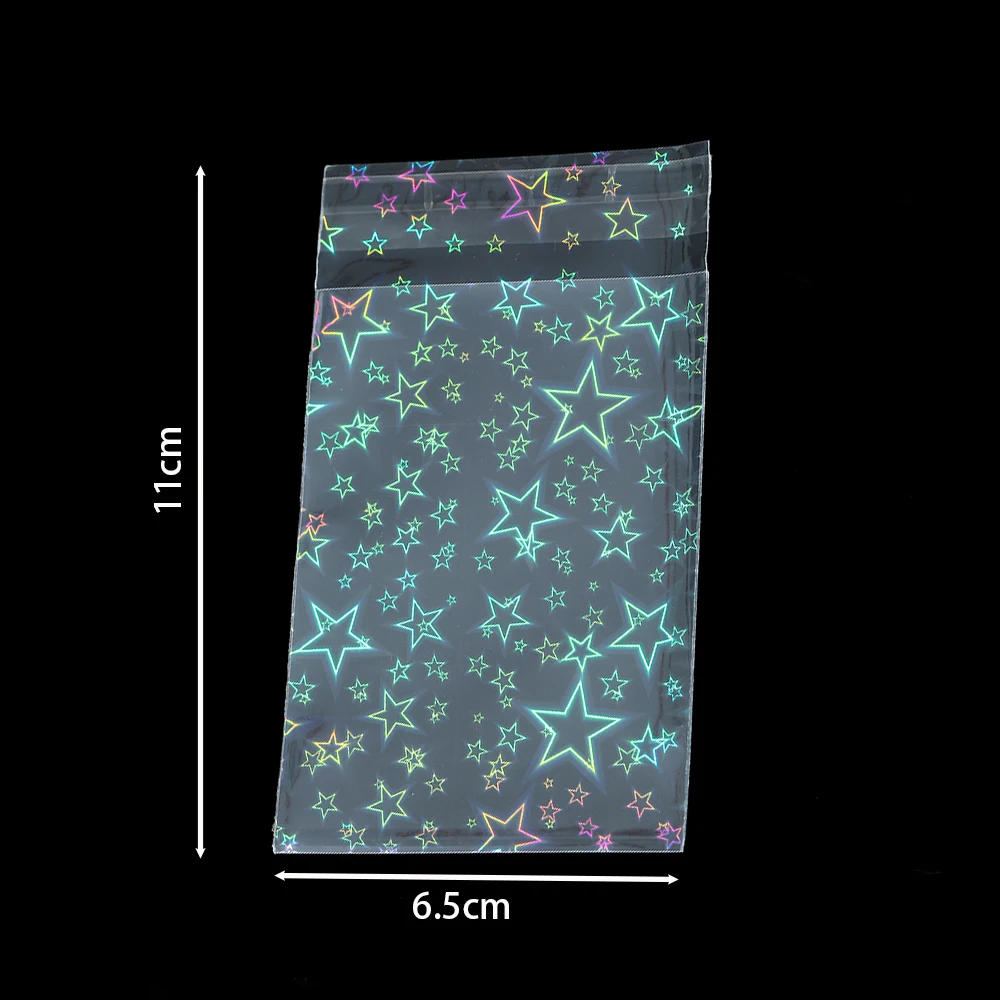 50 stuks laser zelfsluitende plastic zak kleurrijke holografische sieraden tas voor ketting armband sieraden geschenkpakket opbergzakken