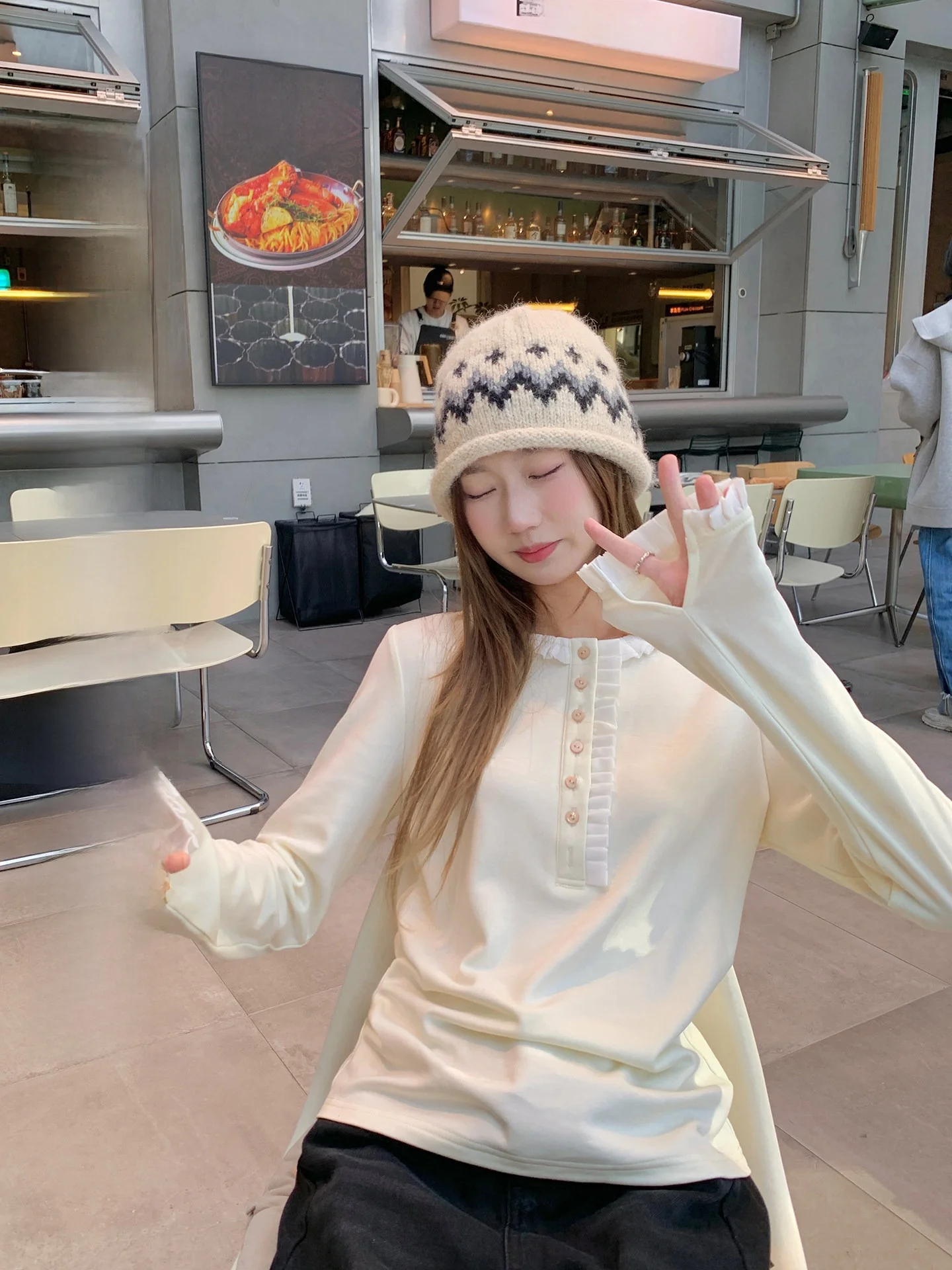 

Fce Lined Long Sve T-irt Women's Winter Casual round Ne Base irt Sweet Sle Comfortable Loose Fit All Seasons Top