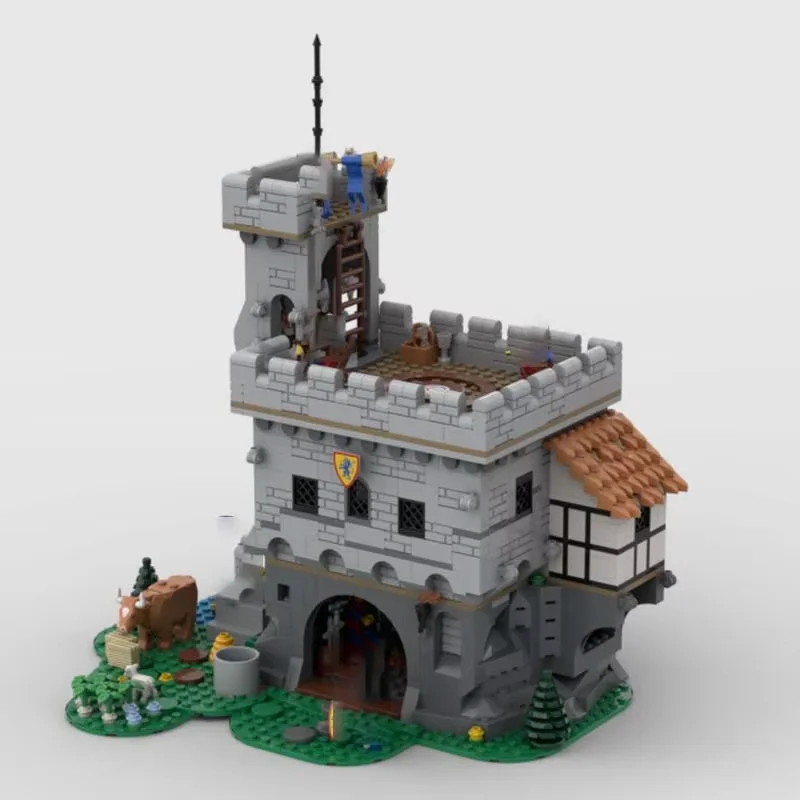Modelo de torre de guarda de brinquedo de bloco de construção MOC, 1223 peças, conjunto de presente de festival de bloco pequeno criativo