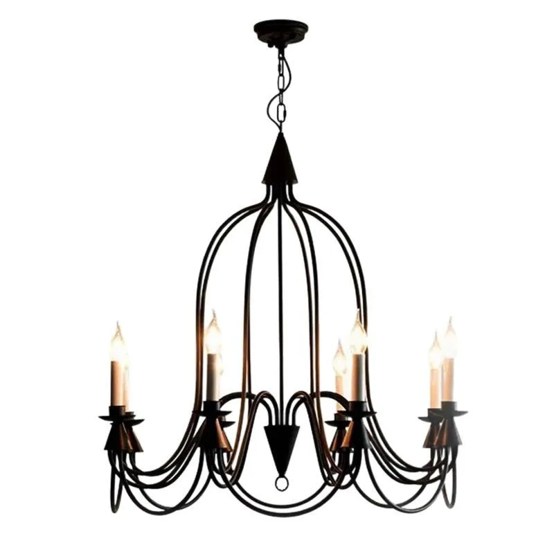 

American country retro living room chandelier wrought iron simple bedroom light French pastoral dining room stairwell