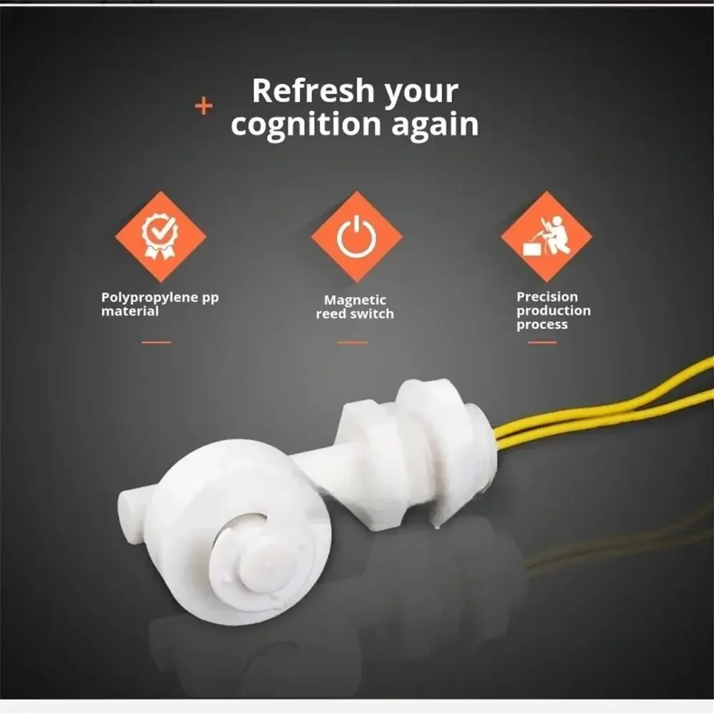 1pcs PP Plastic Side Mount Float Switch Corrosion Resistant 0-110V Liquid Level Sensor Water Level Control Industrial Use