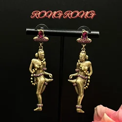 Used European and American Western Retro Heavy Alloy Creative Character Earrings Exaggerated Personality Funny Vintage Earrings