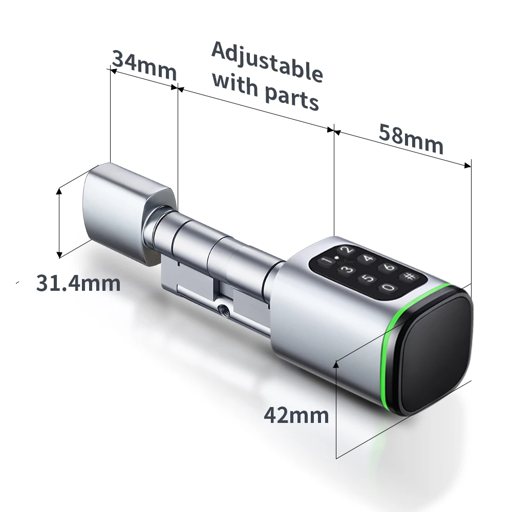 Euro Lock Body Compatible Smart Cylinder Tuya BLE APP Fingerprint Lock Key Card4 in 1 Unlock 5572 6085 Compatible