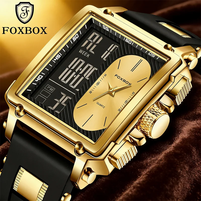 

FOXBOX Fashion Men Watches Luxury Waterproof Luminous Digital Quartz Watches Casual Silicone Date Watches for Men Reloj Hombre