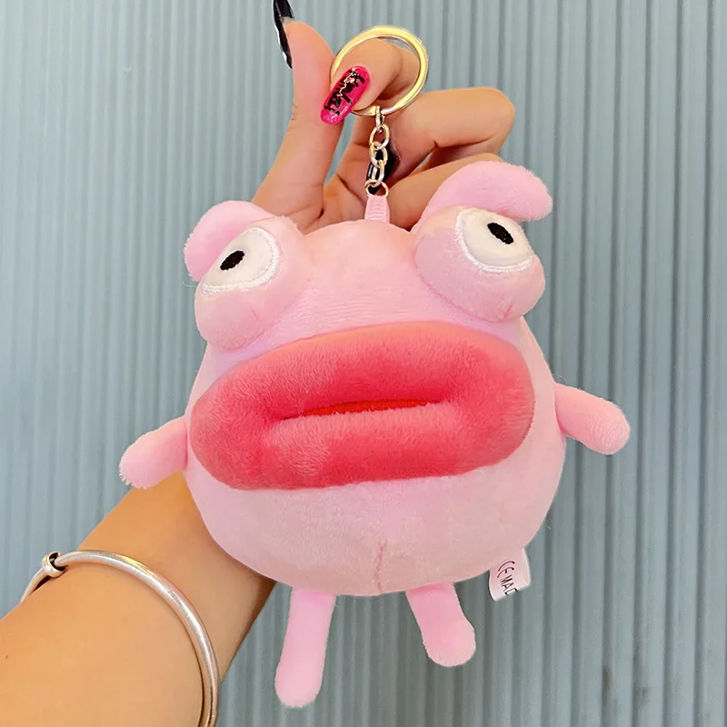 Porte-clés drôle de dessin animé en peluche Little Monster, pendentif créatif et mignon, bouche de saucisse, beurre, sac à dos