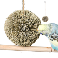 Natural Parrot Grass Ball Hanging Chewing Toy Chew Shred Foraging Bird Cage Accessories For Parakeet Parrotlet Lovebird Budgies