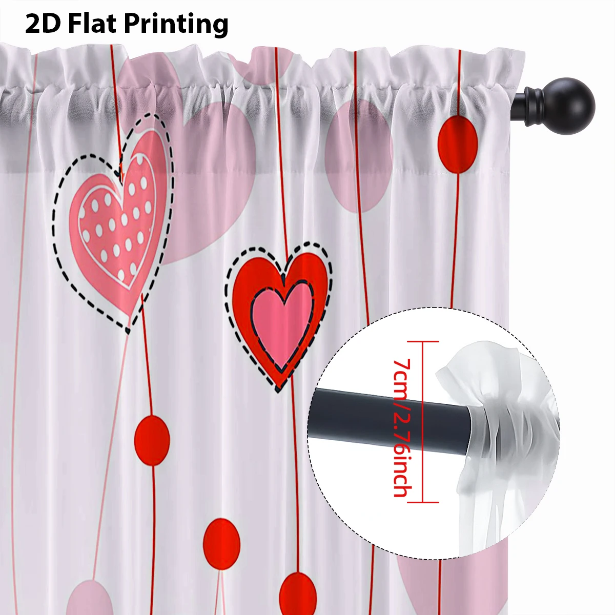 Romantico rosso rosa a forma di cuore tenda per finestra pezzo unico San Valentino asta tascabile camera da letto decorativa fresca e dolce