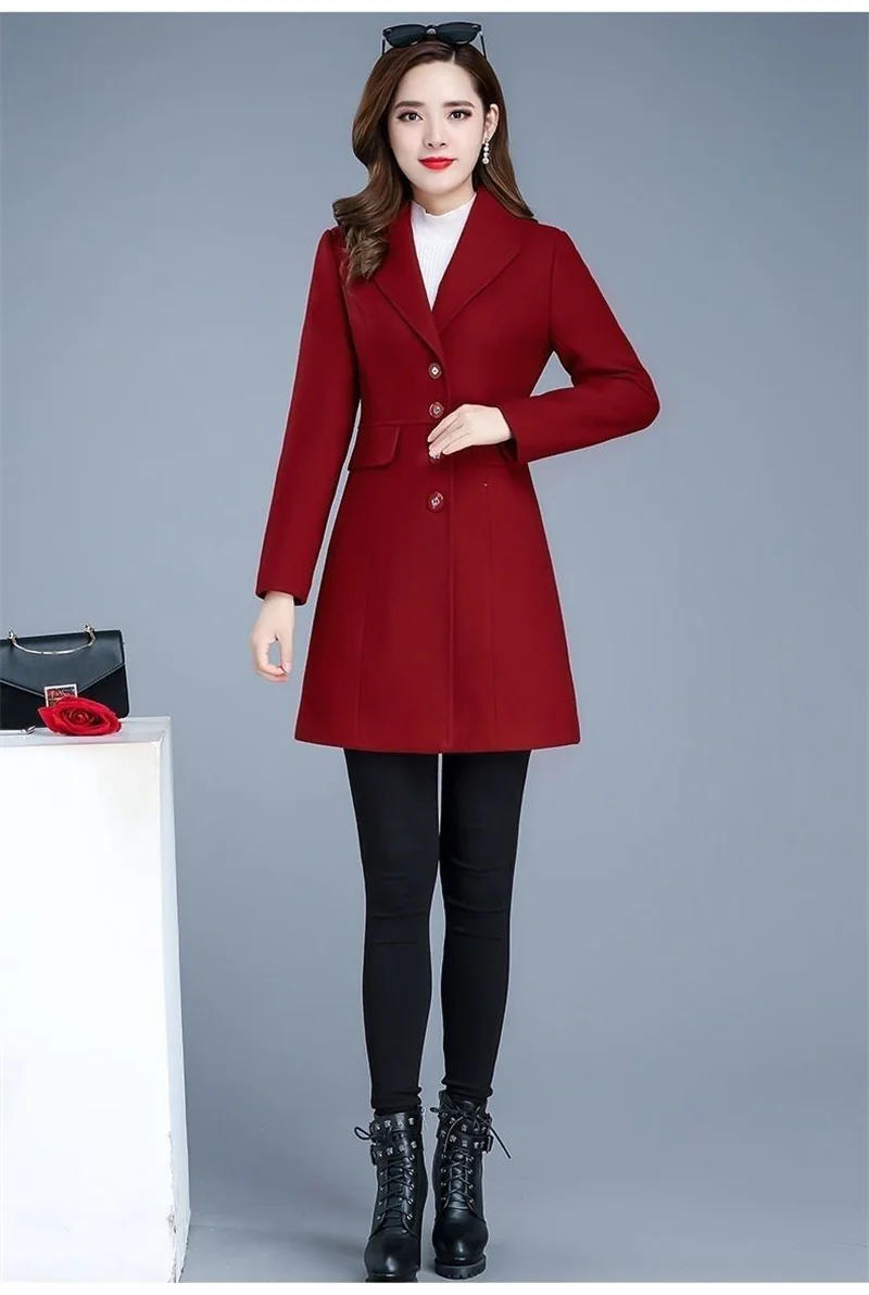 Fashion Woolen Coat Women\'s Autumn and Winter 2024 New Long Slim Single-breasted Middleaged Mother Polo Collar Loose Woolen Coat