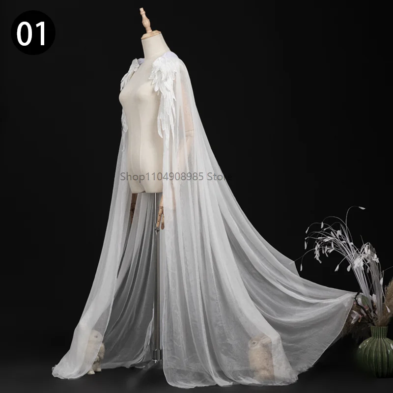

Chinese Traditional Fairy Feather Cloak Women Elegant Chiffon Hanfu Cape Tang Song Dynasty Long Cloak Ancient Cosplay Costume