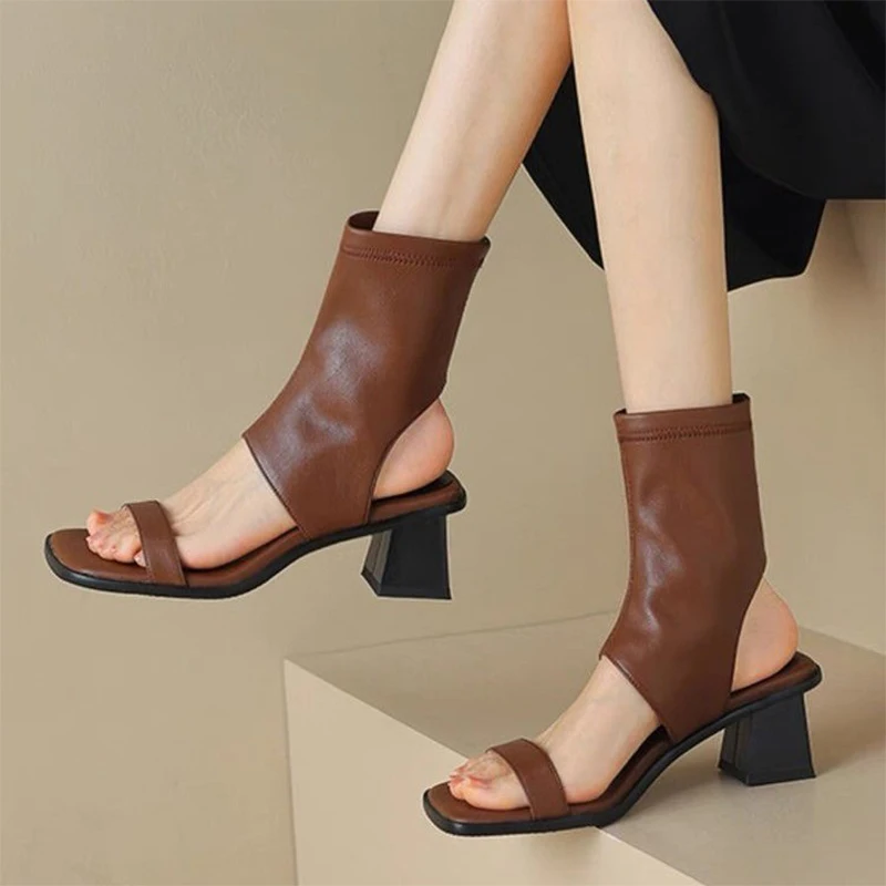 

High Heels Women Ankle Cool Boots Sandals Fashion Open Toe Shoes 2026 Designer Woman Pumps Chunky Walking Casual Mujer Zapatos