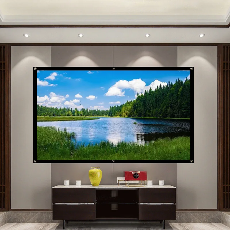 100-Inch 4:3 Wall Mount Matte White Simple Projector Projection Screen Home Theater