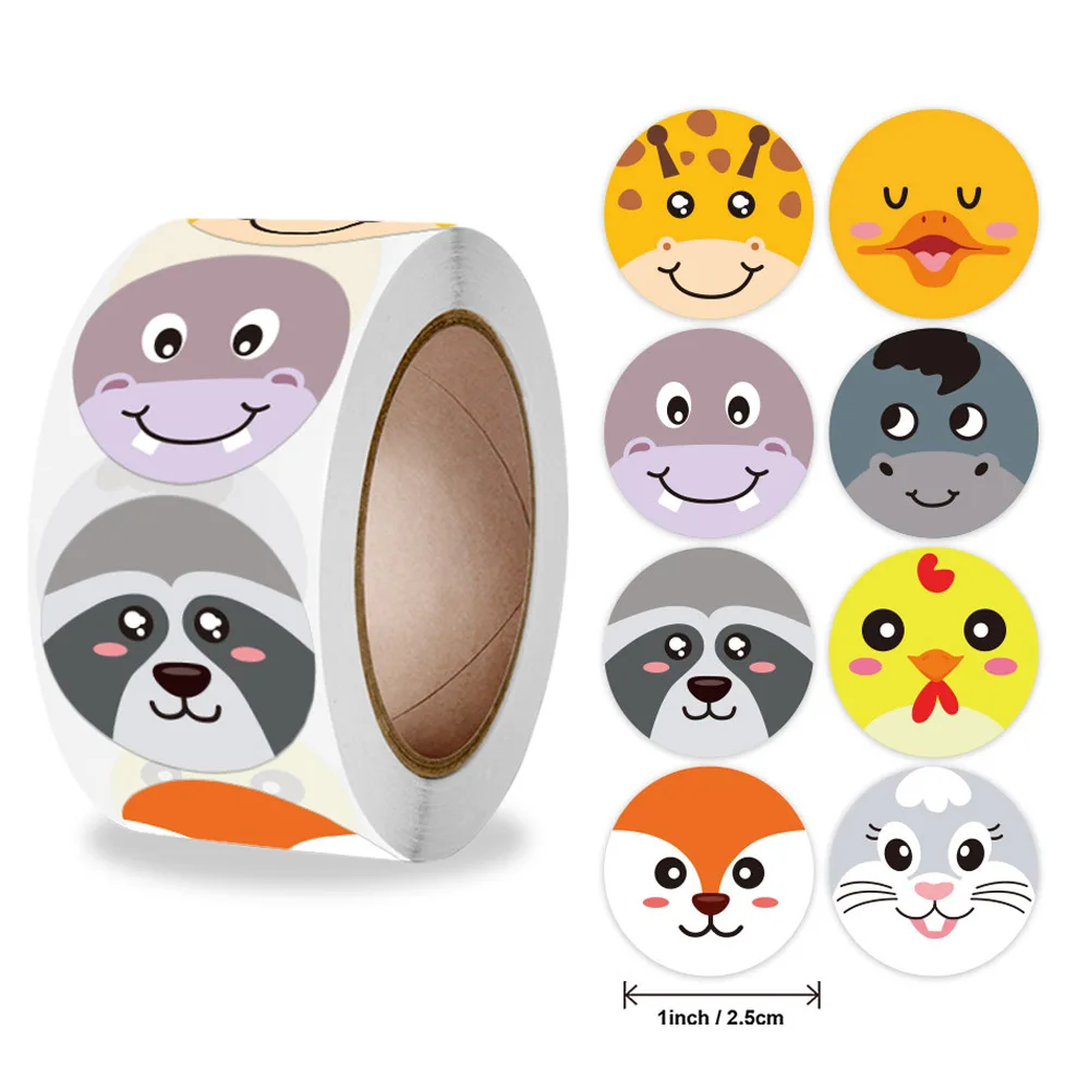 50-500pcs Cute Cartoon Animals Sticker For Kids Encourage Sealing Labels School Teacher Supplies Child Reward Sticker Labels