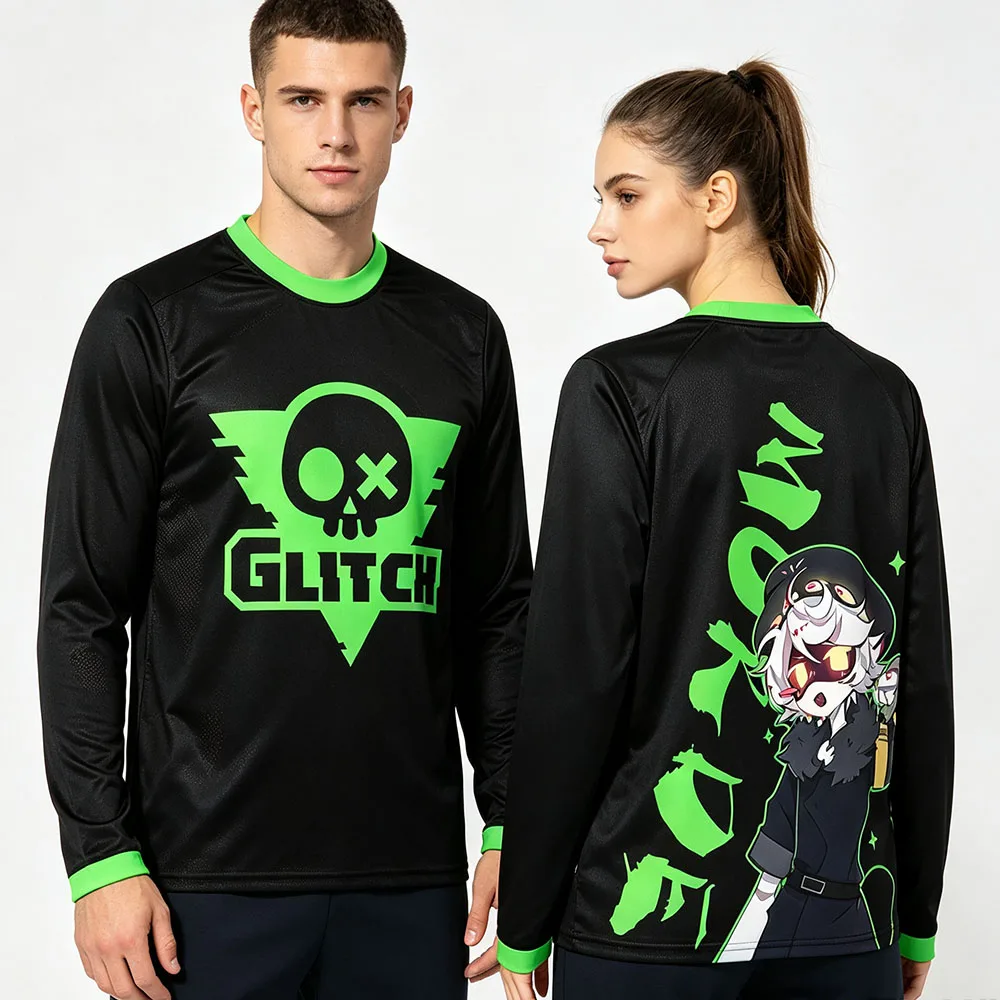 Murder Drones GLITCH Skull Graphic Tshirt Men Women Long Sleeve Mesh Jersey T-shirt Character Print Tee Casual Streetwear Unisex