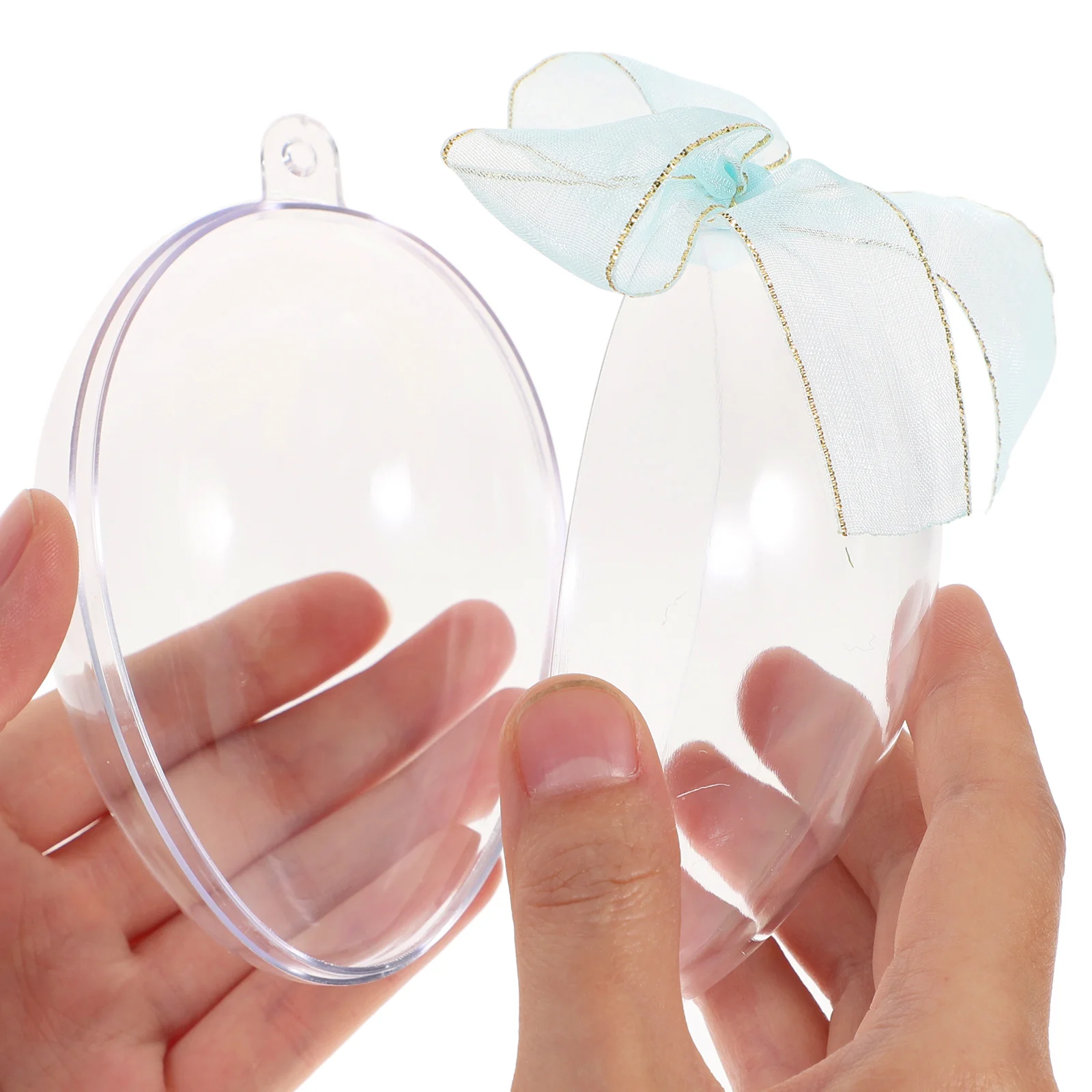 

6Pcs Easter Candy Boxes Clear Egg Shape Plastic Candy Holders Reusable Fillable Easter Party Favor Gift Decoration